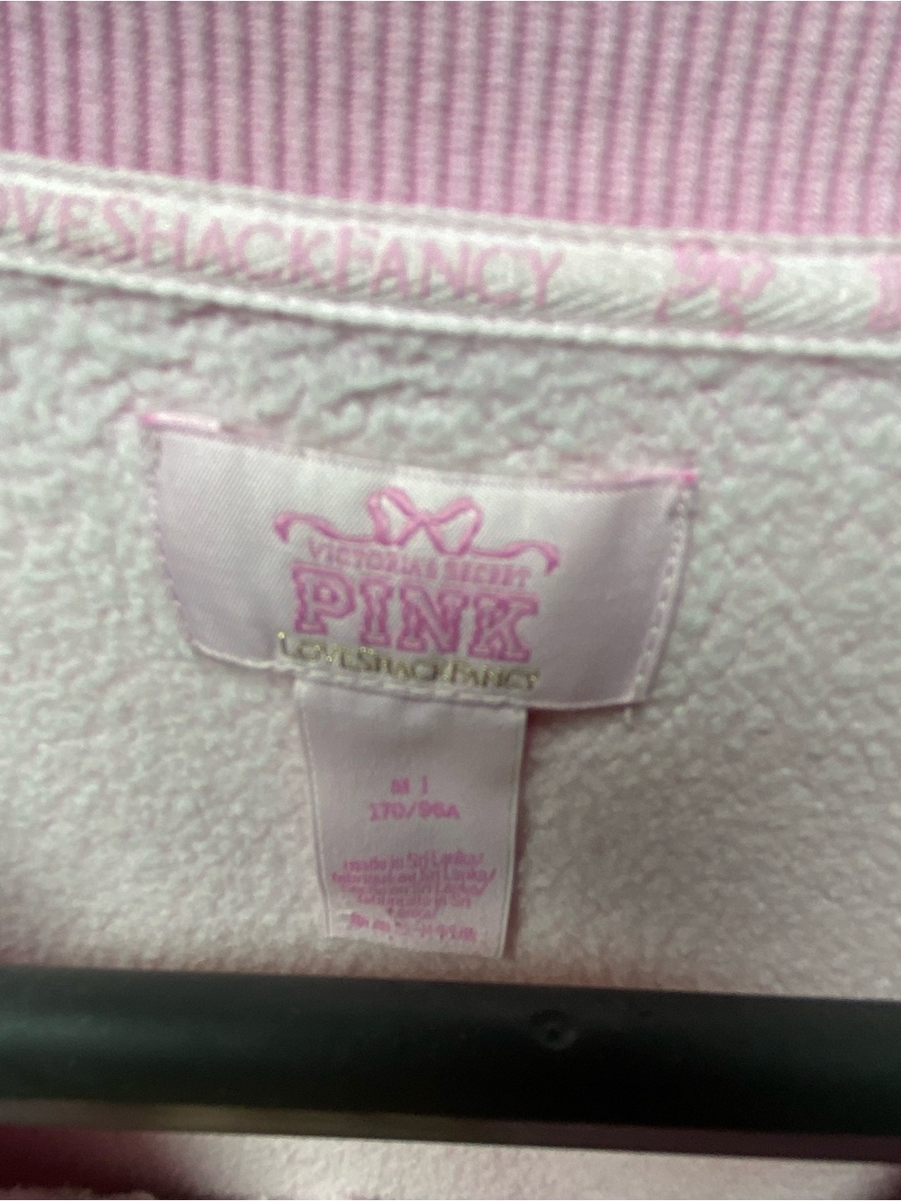 PINK Victoria's Secret Light Pink LoveShackFancy Embroidered Logo Sweatshirt - Picture 2 of 2